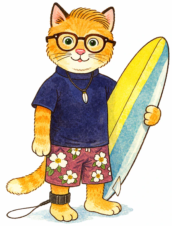 Cat Surfer Athlete